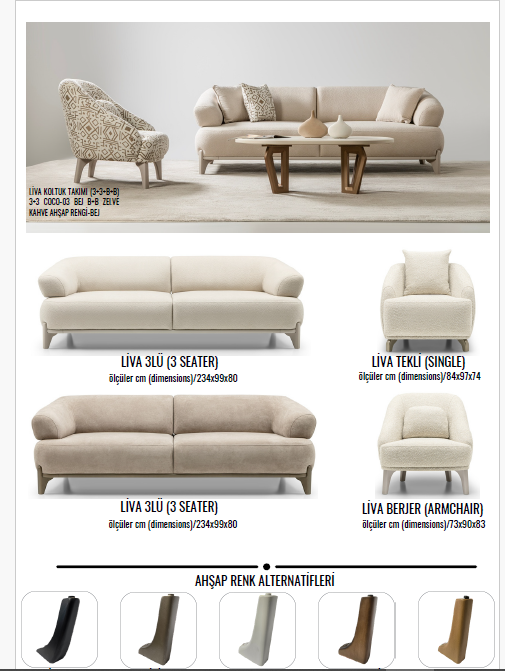 Liva-Sofagarnitur; modern, Holzfüße, Schlicht, Beine aus Massivholz, verstellbarer Rücken