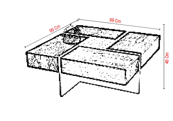 Funktionaler Couchtisch in quadratischer Form mit mehreren Staumöglichkeiten