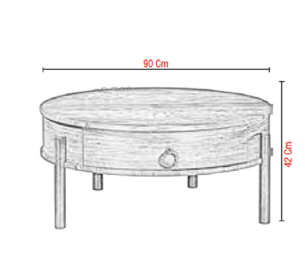 Couchtisch rund mit Schublade und aufklappbare Stauraum