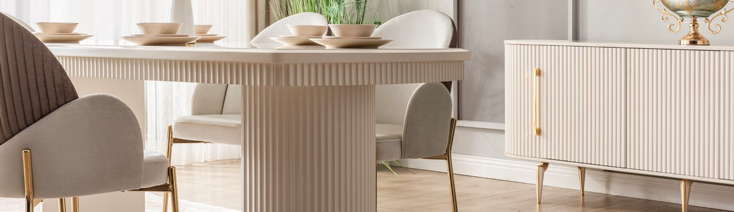 Roma Esszimmer, luxuriös, goldene Details, Muschel-Design , auch Couchtisch und TV-Schrank