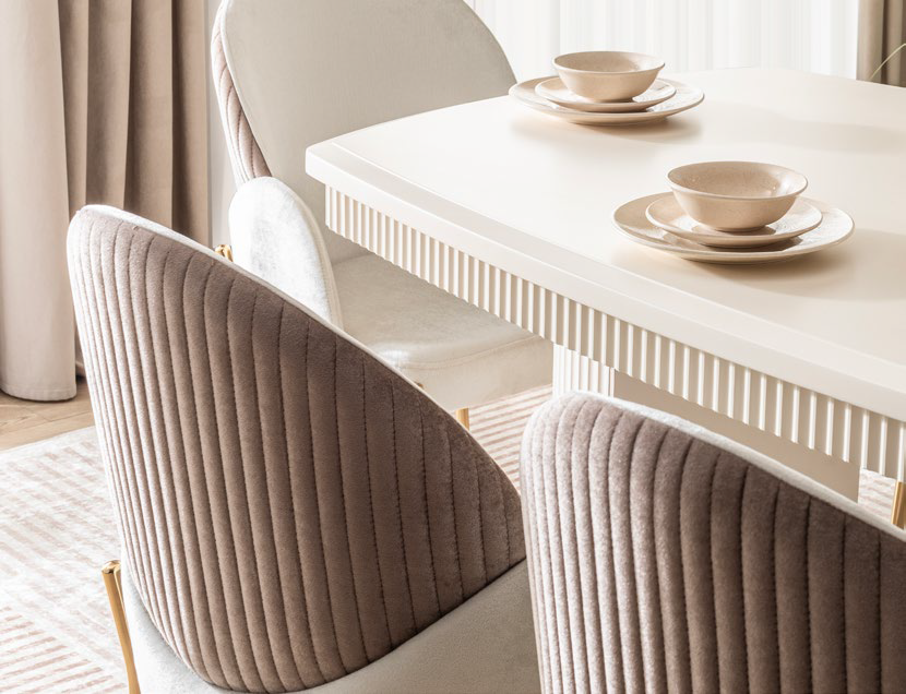 Roma Esszimmer, luxuriös, goldene Details, Muschel-Design , auch Couchtisch und TV-Schrank