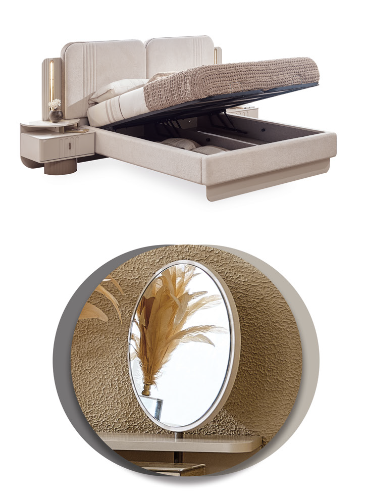 Verona Schlafzimmer-Set; Bett; Schrank; Nachttische; moderne Details;