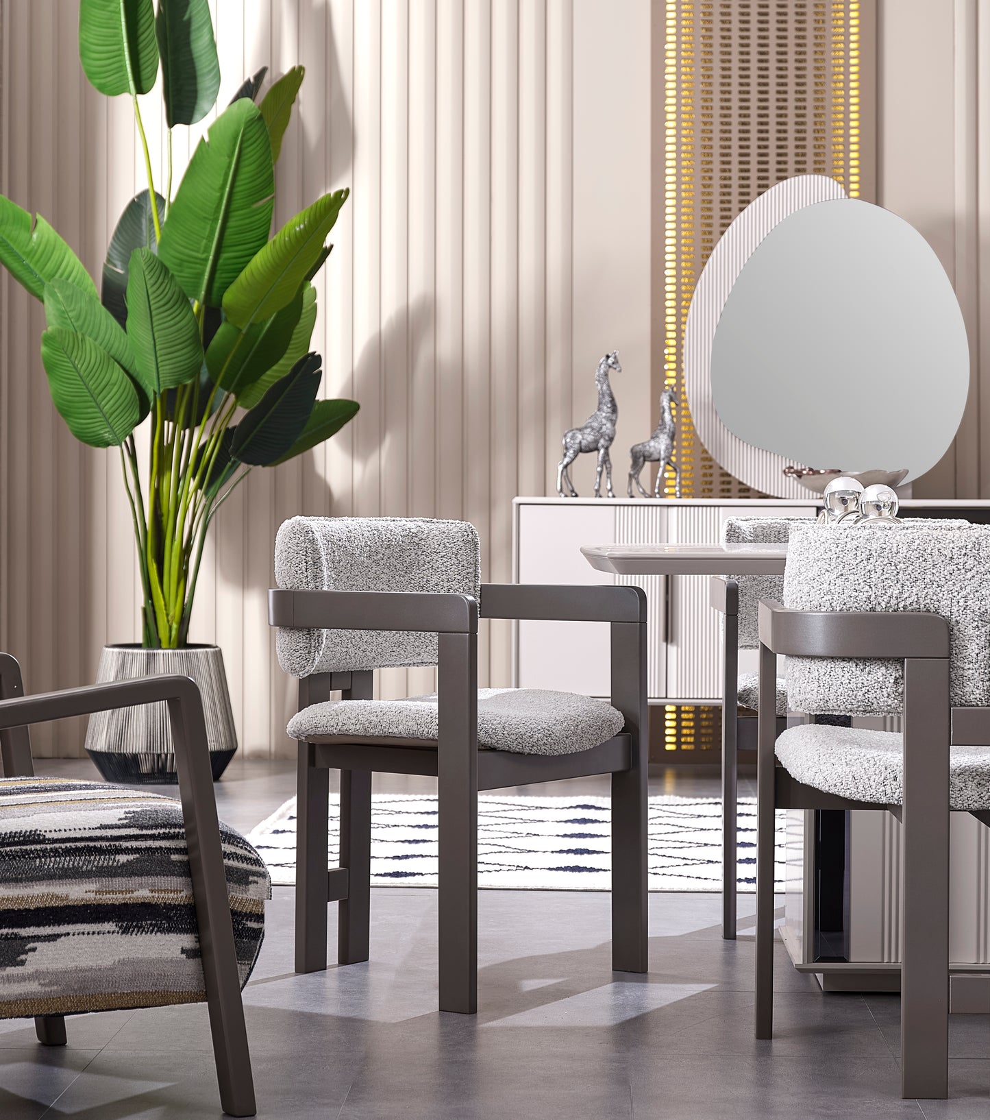 Cenova Esszimmer, luxuriös, modern, Weiß-Grau, , auch Couchtisch und TV-Schrank