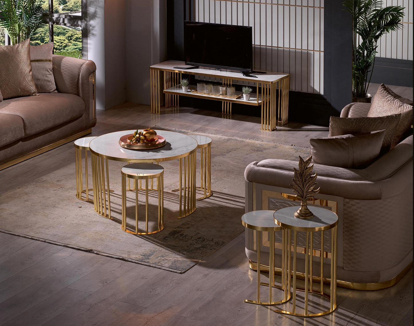 Kreisförmiger Couchtisch-Set 3+1 in höher Qualität und schönem Design