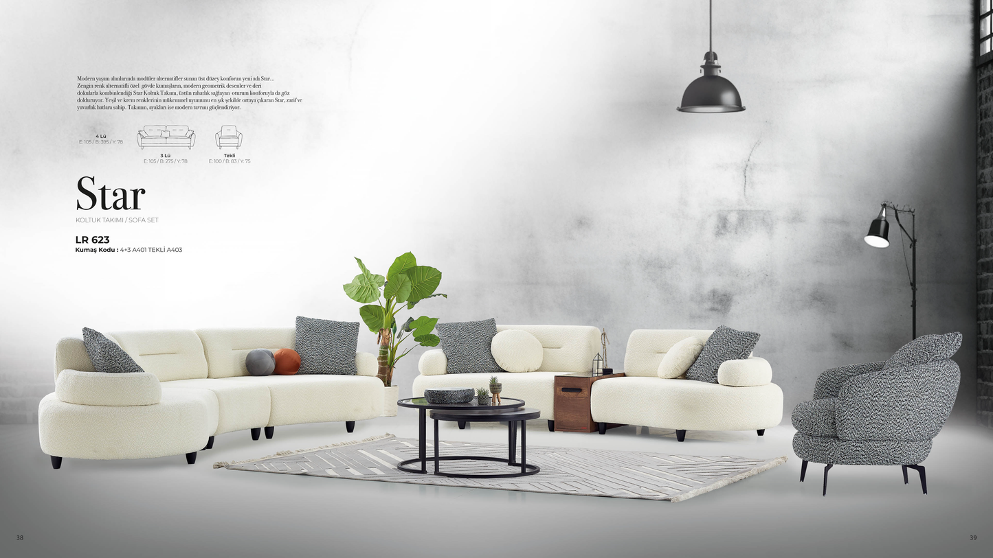 Star-Sofagarnitur; modern, verstellbarer Rücken