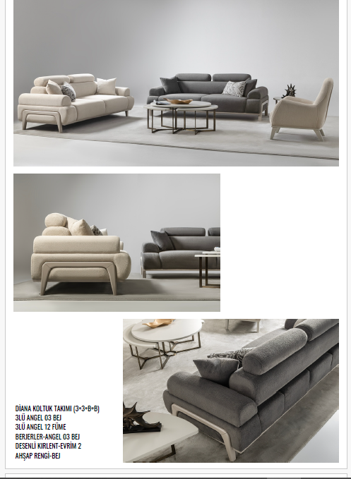 Diana-Sofagarnitur; modern, Schlicht, Beine aus Massivholz, verstellbarer Rücken, Nackenstutz