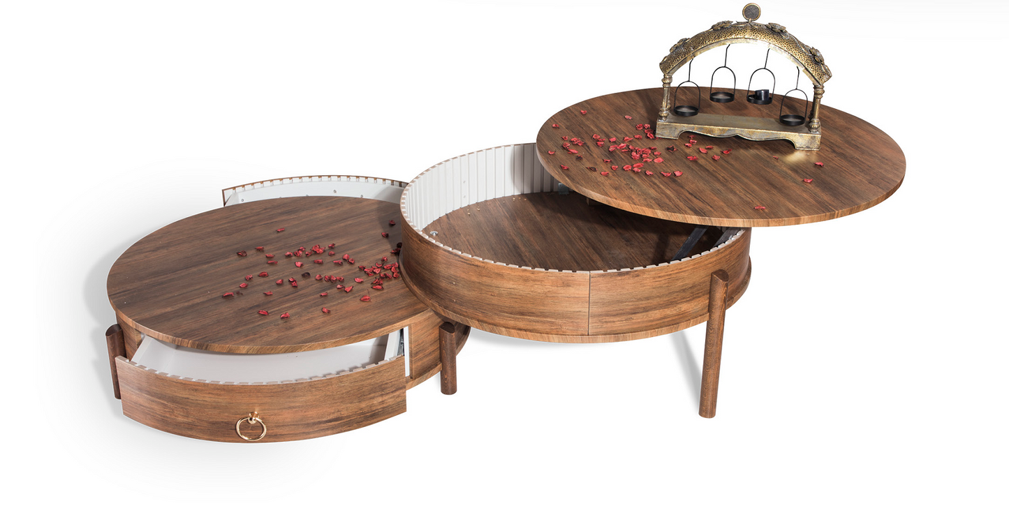 Runder stillvoller Couchtisch mit Schublade und Stauraum