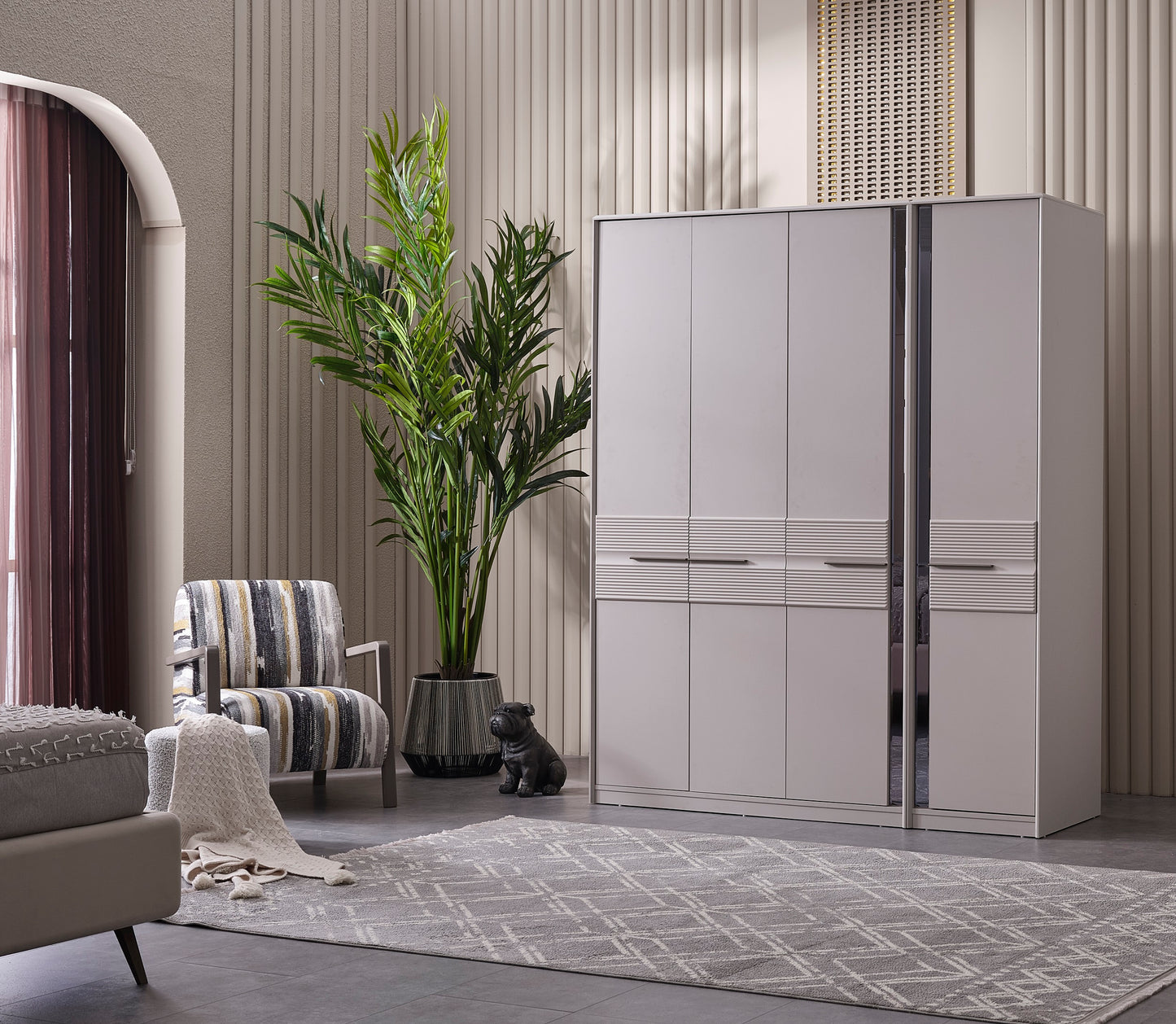 Cenova Schlafzimmer-Set; Bett; Schrank; Nachttische; Schminktisch; Modern; Weiß