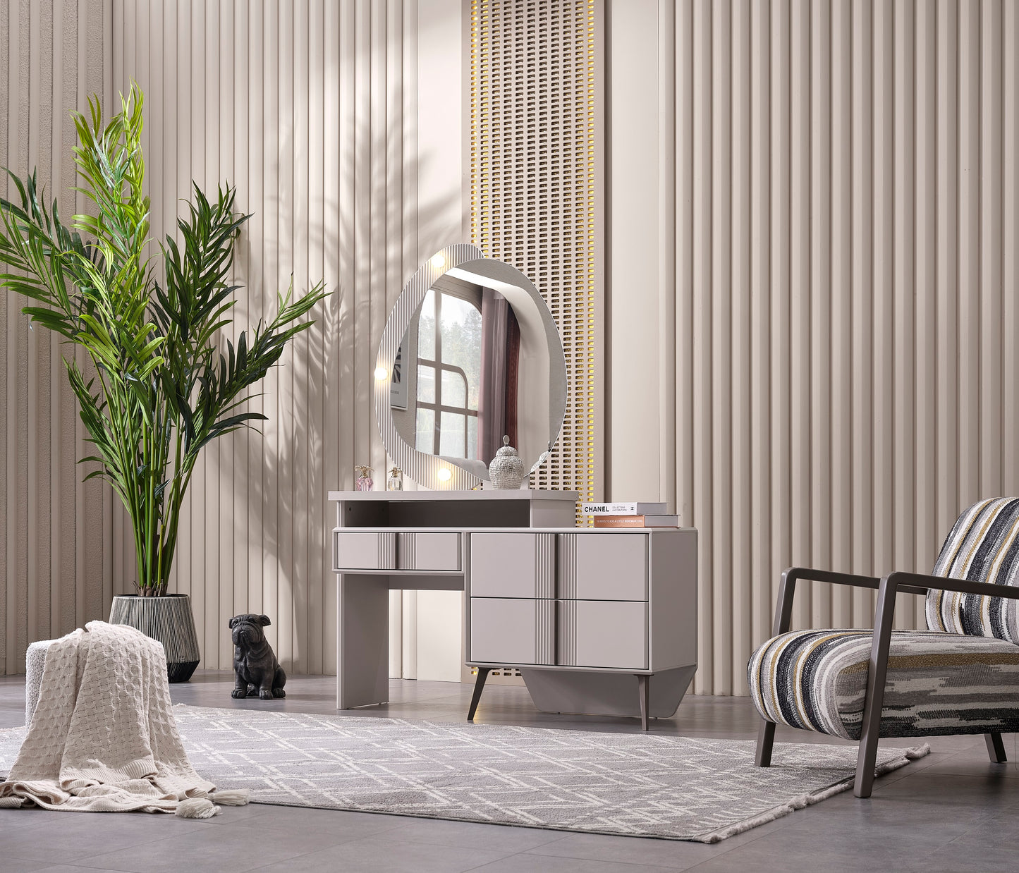 Cenova Schlafzimmer-Set; Bett; Schrank; Nachttische; Schminktisch; Modern; Weiß