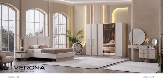 Verona Schlafzimmer-Set; Bett; Schrank; Nachttische; moderne Details;