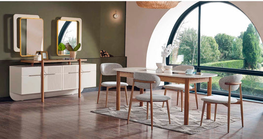 Melodie Esszimmer, Modern, Holzdetails, auch Couchtisch und TV-Schrank