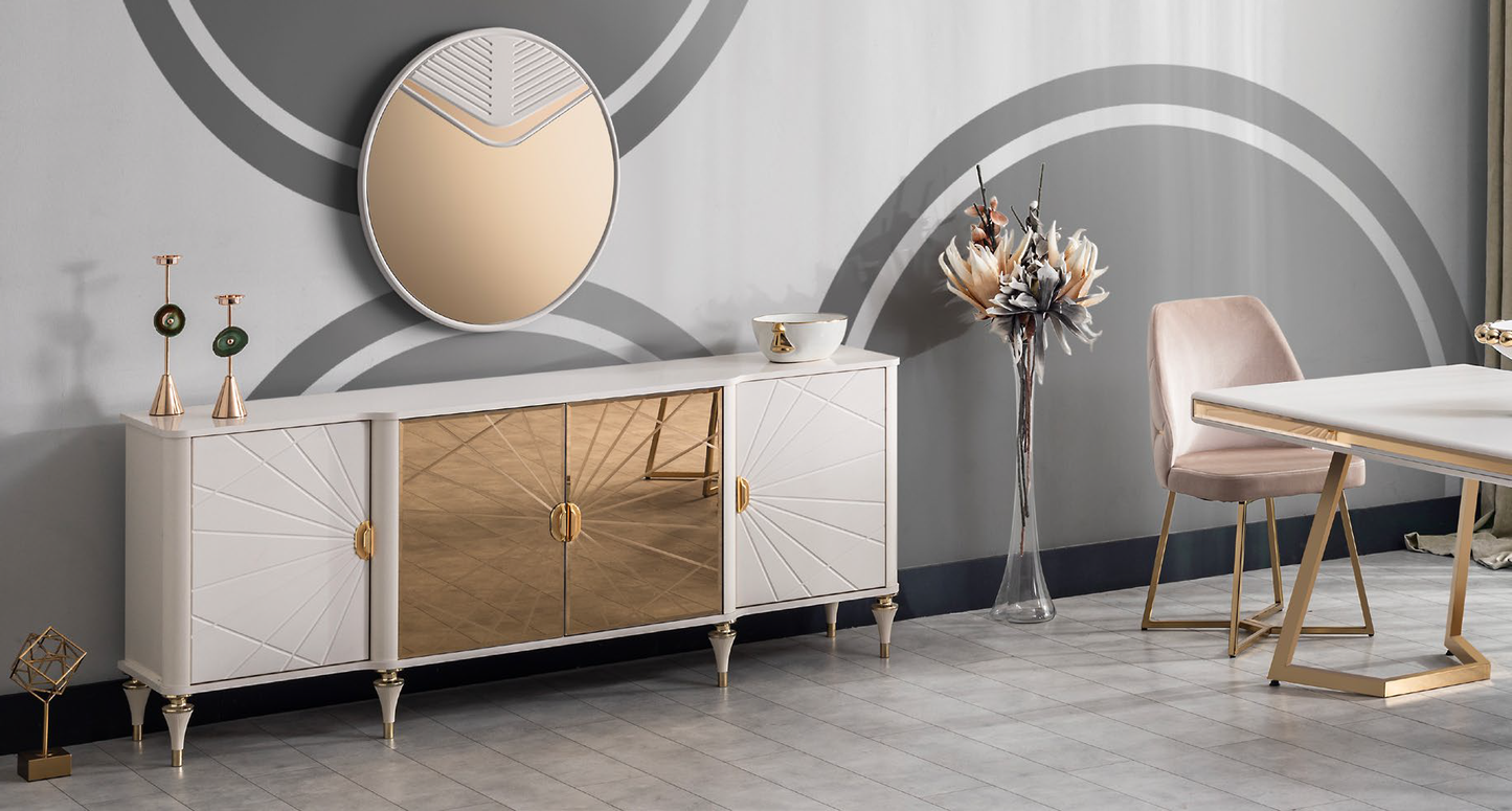 Berlin Esszimmer, luxuriös, goldene & Silberne Details, auch Couchtisch und TV-Schrank