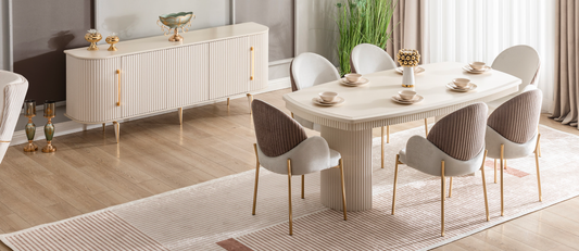 Roma Esszimmer, luxuriös, goldene Details, Muschel-Design ,  auch Couchtisch und TV-Schrank