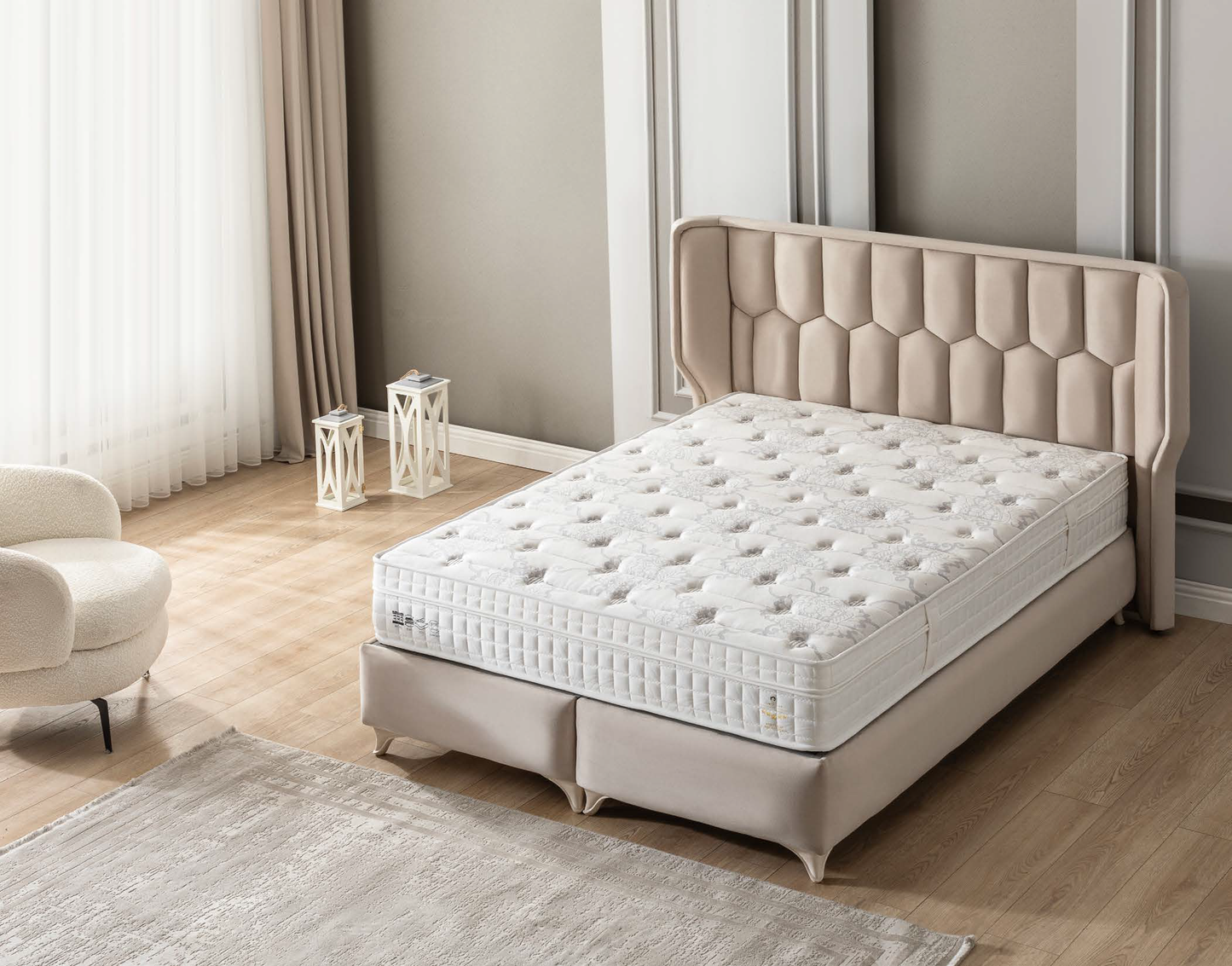 Luxury Polsterbett-Set; Matratze, Polsterkopf; verschiedene Maße & Farben