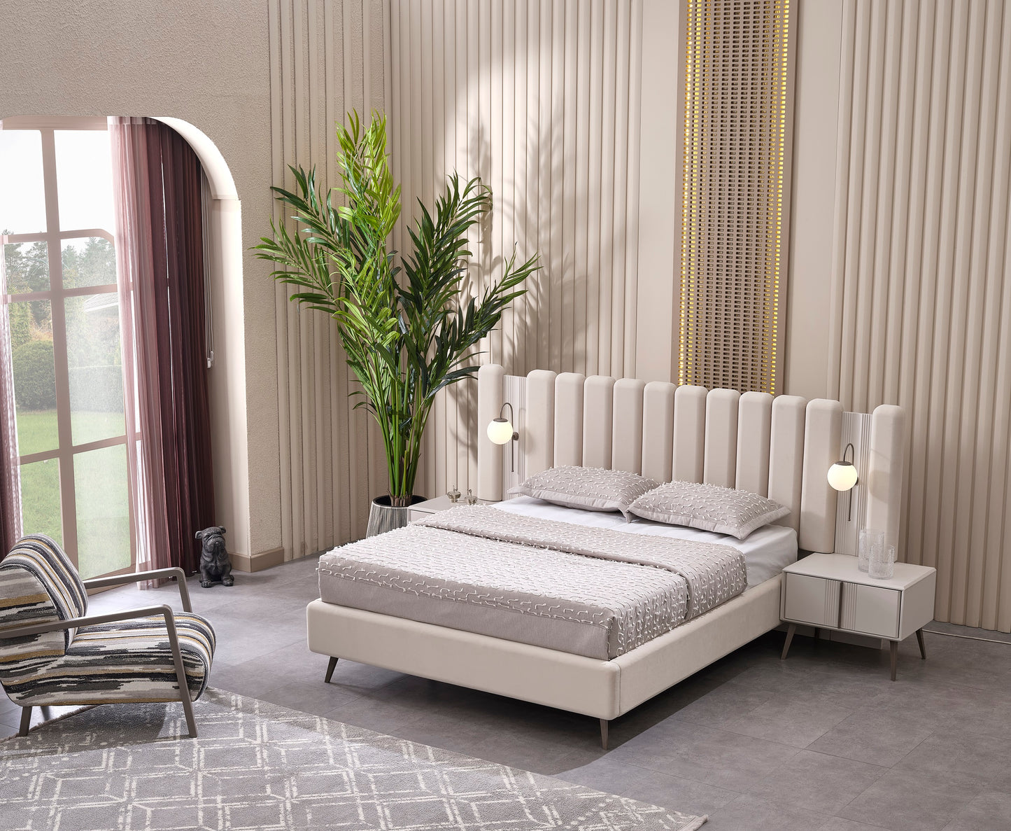 Cenova Schlafzimmer-Set; Bett; Schrank; Nachttische; Schminktisch; Modern; Weiß
