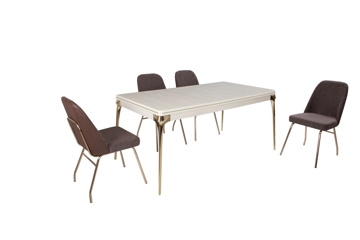 Zafira-Polsterstuhl 6-er Set; minimalistisches modernes Design; 4 metallen Beinen