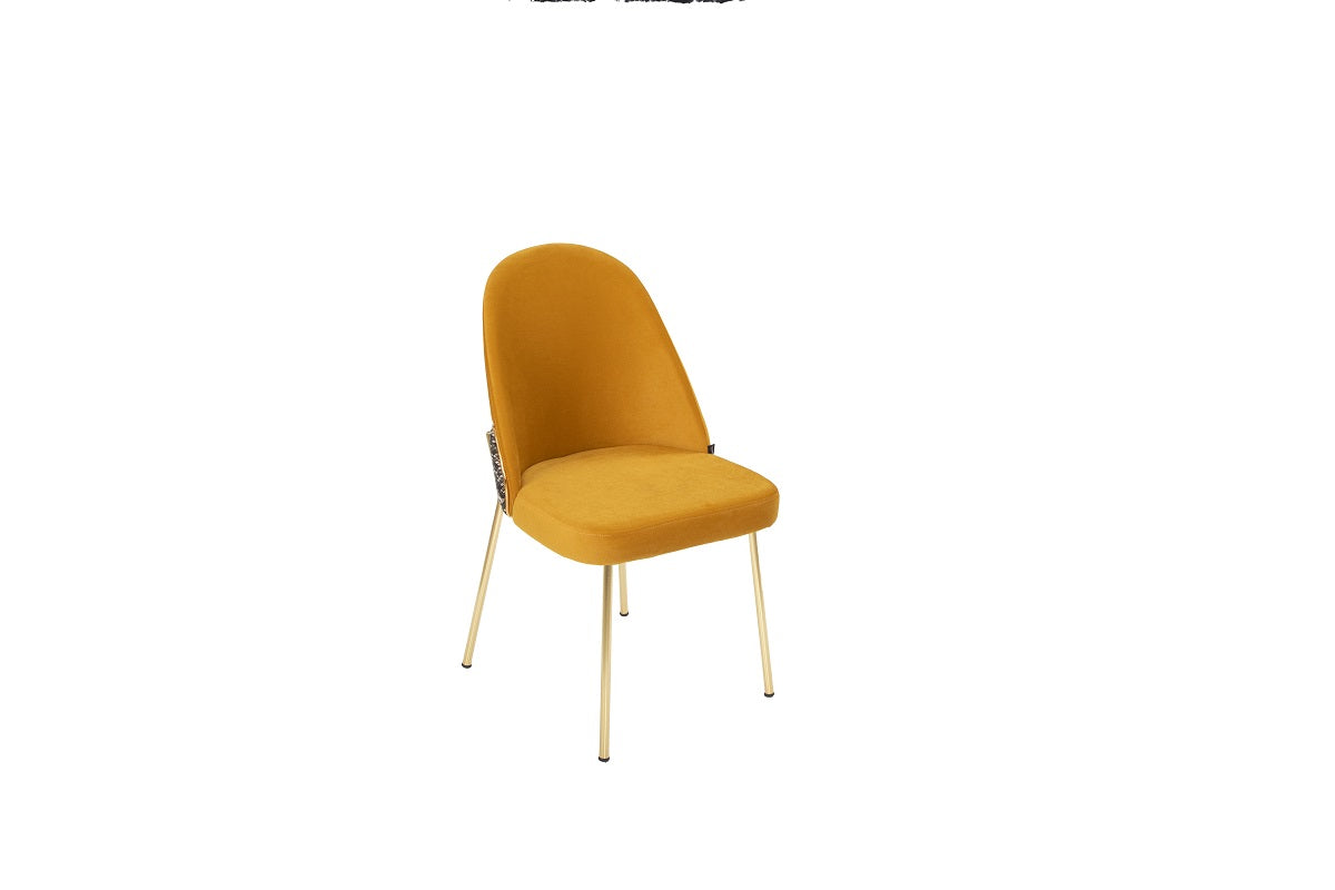 Ahenk-Polsterstuhl 6er-Set, gelbe elegante Geld-Schwarz-Gold-Kombi