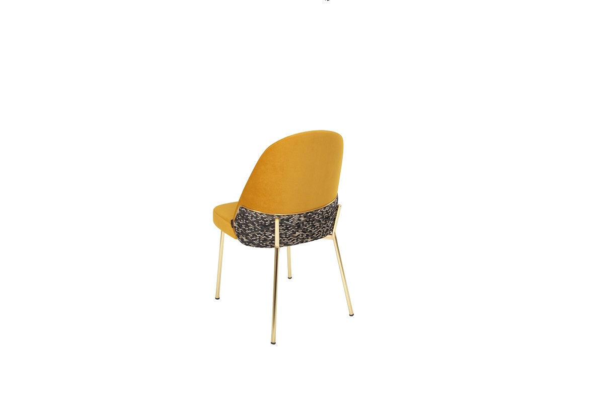 Ahenk-Polsterstuhl 6er-Set, gelbe elegante Geld-Schwarz-Gold-Kombi