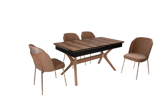 Pahidar-Essgruppe- 1x Tisch & 6 Stühle
