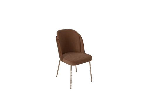Pahidar-Polsterstuhl 6er-Pack, gravierte Metallbeine in Gold, breiter Sitz und elegante Rückenform