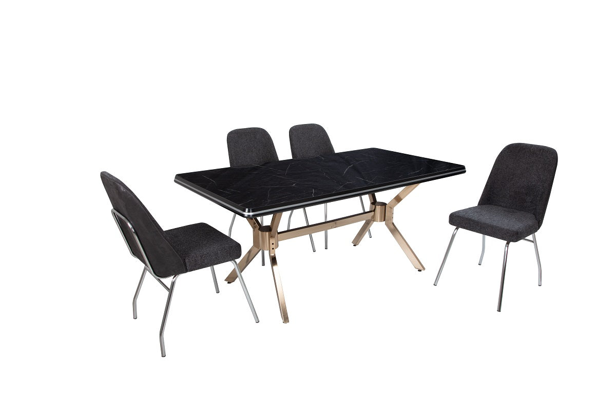 Sude-Polsterstuhl 6-er Set; minimalistisches modernes Design; 4 metallen Beinen