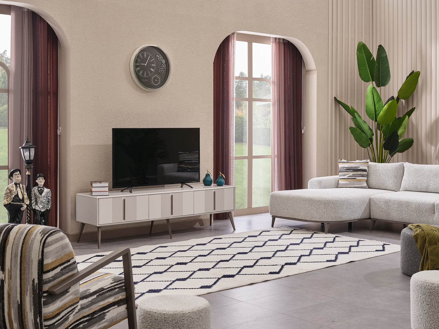 Cenova Esszimmer, luxuriös, modern, Weiß-Grau, ,  auch Couchtisch und TV-Schrank