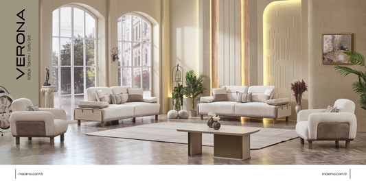 Verona-Sofagarnitur; modern, Schlicht, Beine aus Massivholz, verstellbarer Rücken, Armfunktion