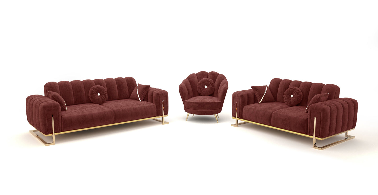 Zen Metall-Sofa-Garnitur 321- 1x3-Sitzer & 1x 2-Sitzer & 1xSessel