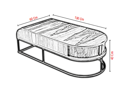 Eleganter Couchtisch aus Holz und Edelstahl mit Aufbewahrungsfächern