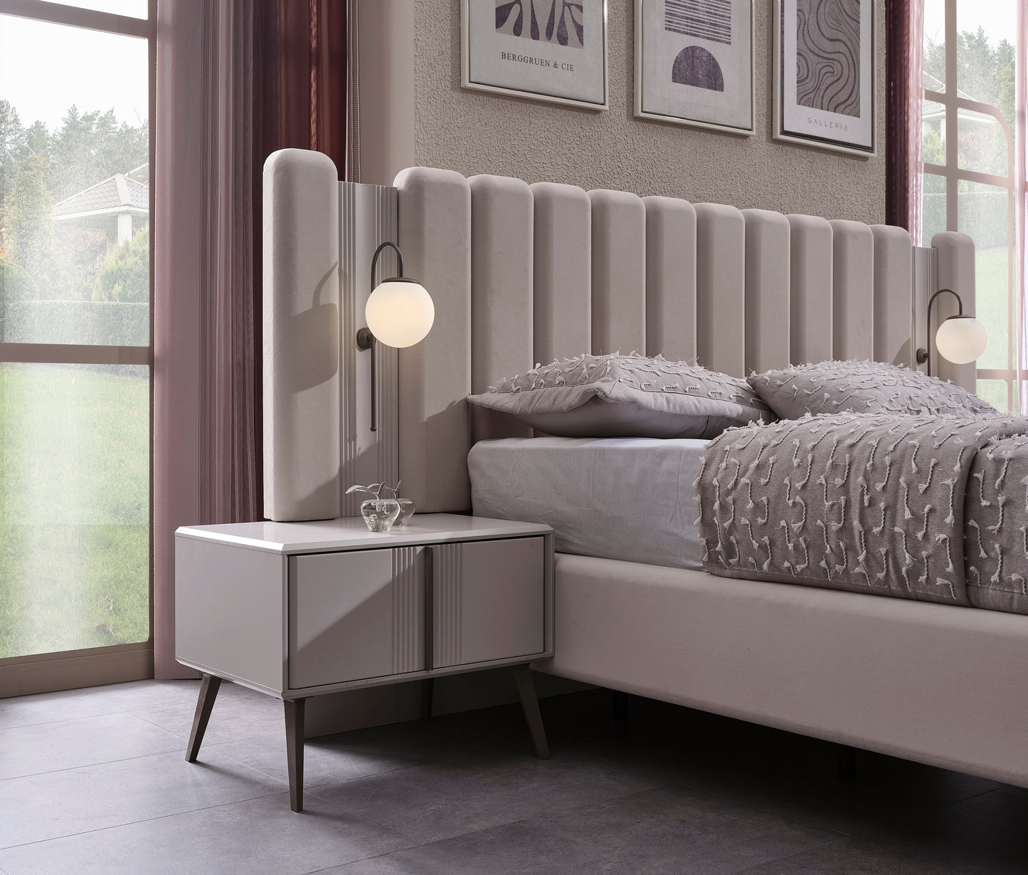 Cenova Schlafzimmer-Set; Bett; Schrank; Nachttische; Schminktisch; Modern; Weiß