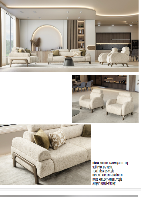 Diana-Sofagarnitur; modern, Schlicht, Beine aus Massivholz, verstellbarer Rücken, Nackenstutz