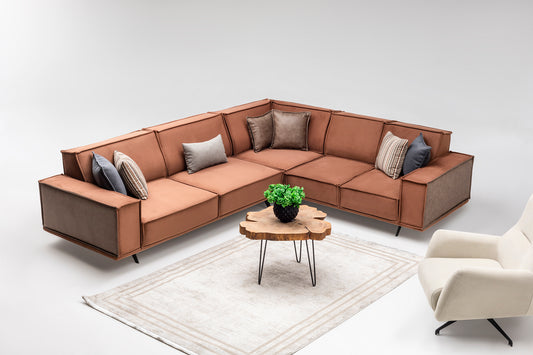 Azero-Ecksofa; modern, elegant und hochwertig, Metallbeine, verstellbarer Rücken