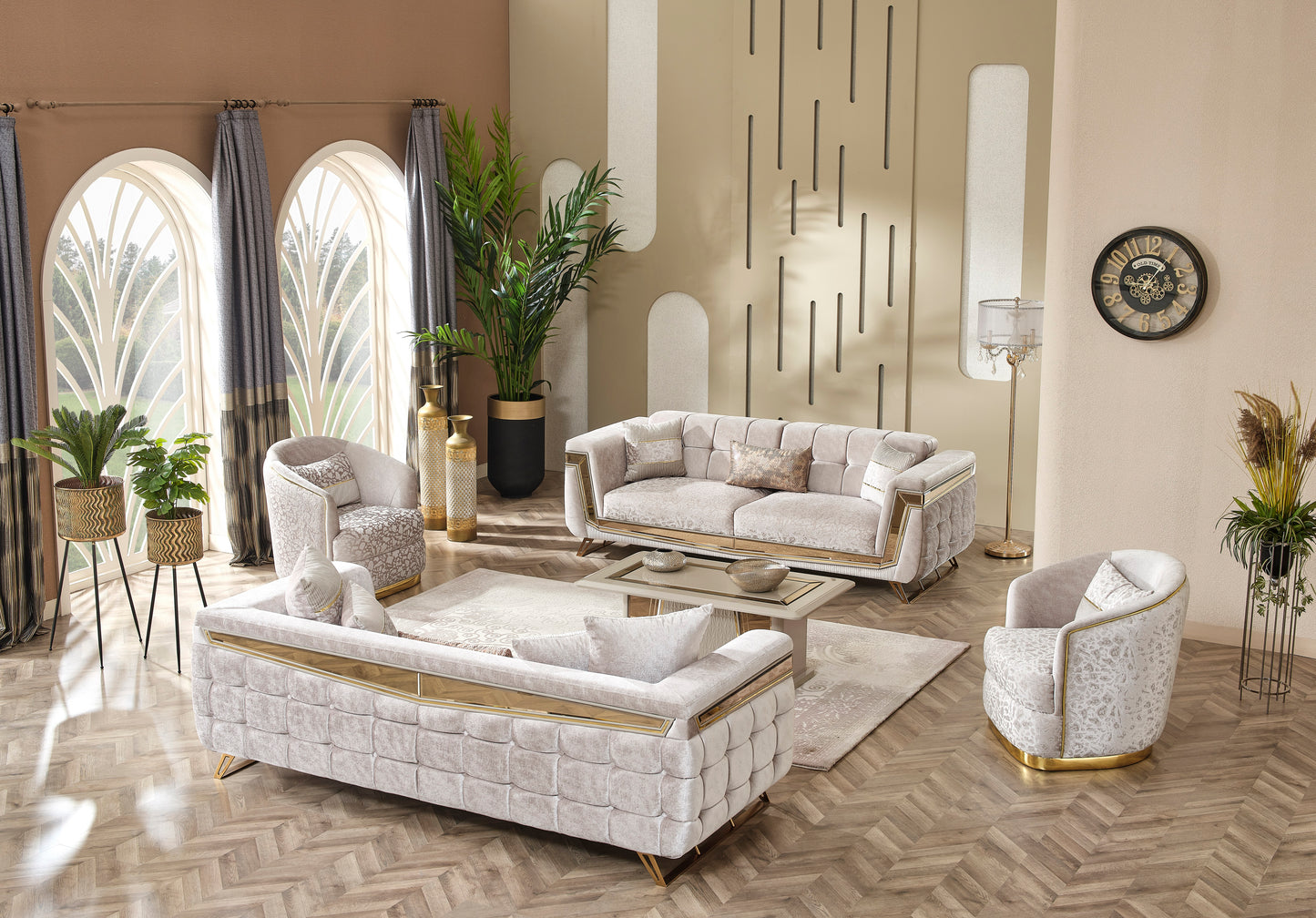 Milano-Sofagarnitur; luxuriöses Design in neo-klassischem Stil; hochwertig und edel