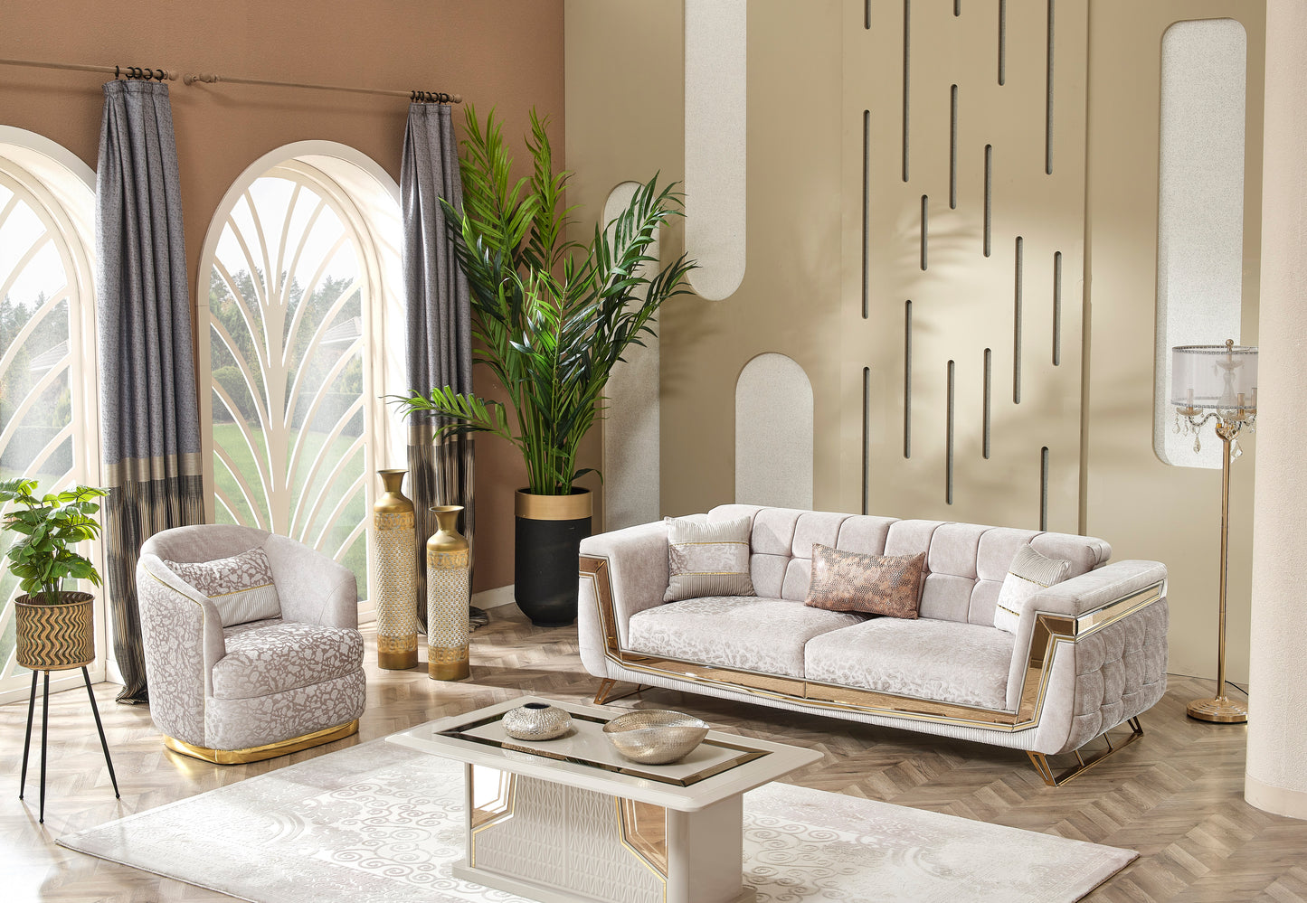 Milano-Sofagarnitur; luxuriöses Design in neo-klassischem Stil; hochwertig und edel