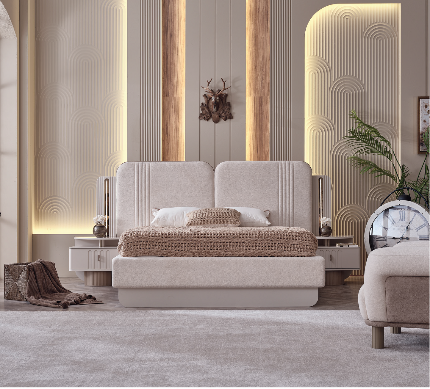 Verona Schlafzimmer-Set; Bett; Schrank; Nachttische; moderne Details;