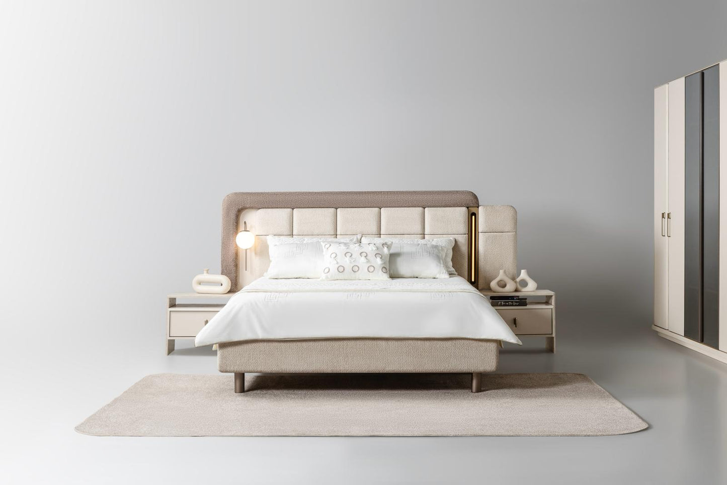 Bern Schlafzimmer-Set; Bett; Schrank; Nachttische; moderne Details