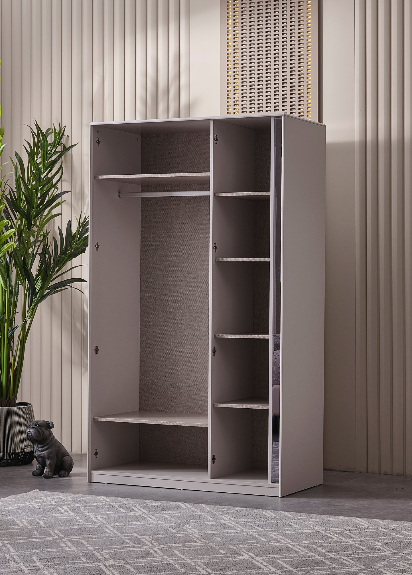 Cenova Schlafzimmer-Set; Bett; Schrank; Nachttische; Schminktisch; Modern; Weiß