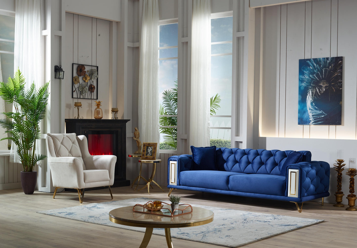 Diamond-Garnitur 321; 3-Sitzer-, 2-Sitzer-Sofa, Sessel