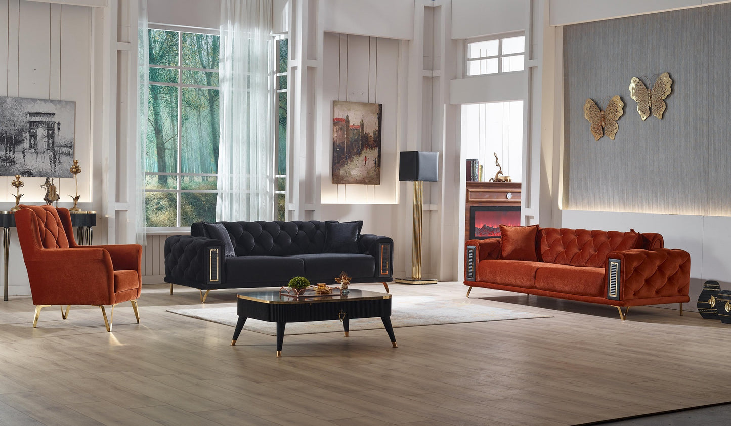 Diamond-Garnitur 321; 3-Sitzer-, 2-Sitzer-Sofa, Sessel