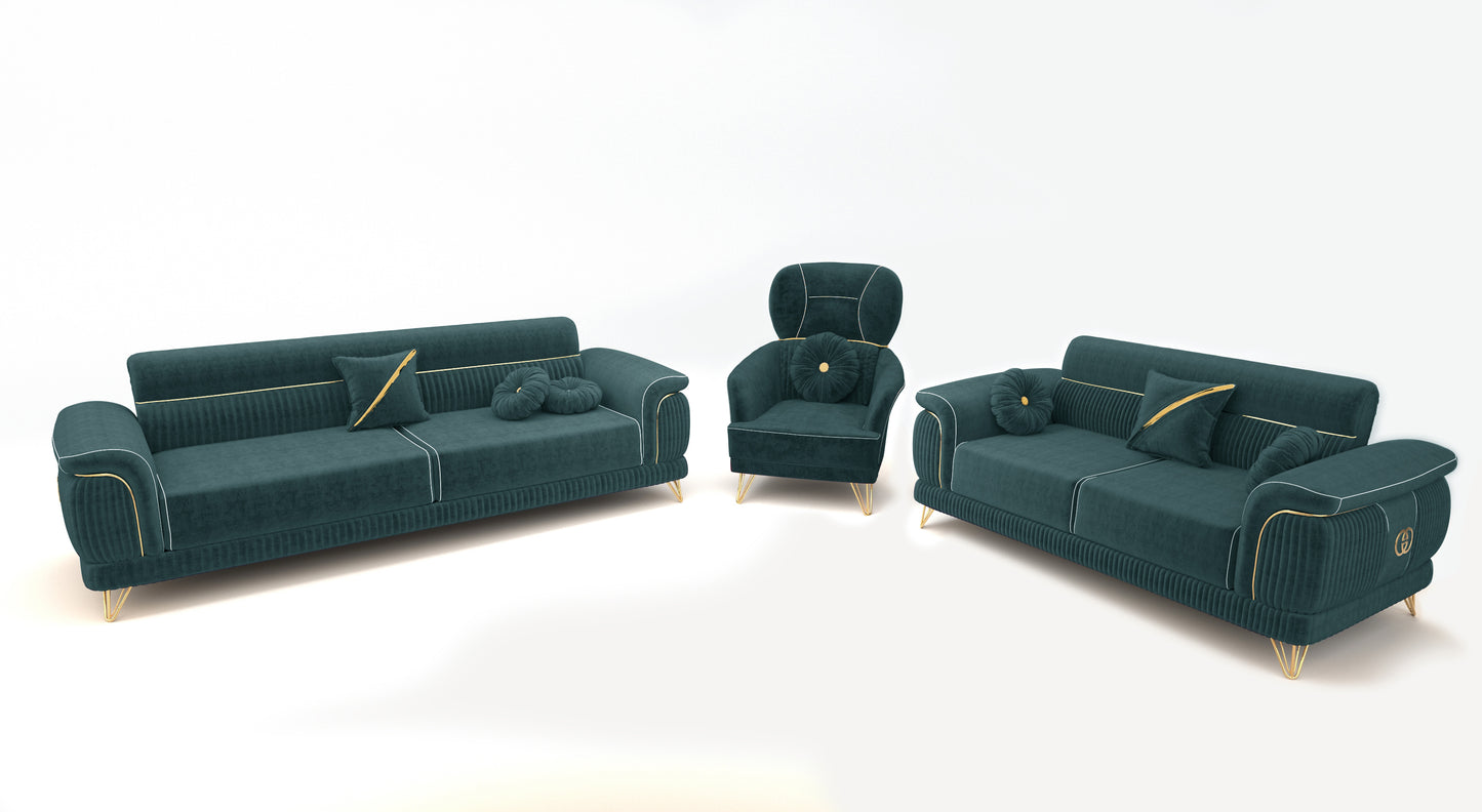 Channel-Sofa-Garnitur 321- 1x3-Sitzer & 1x 2-Sitzer & 1xSessel