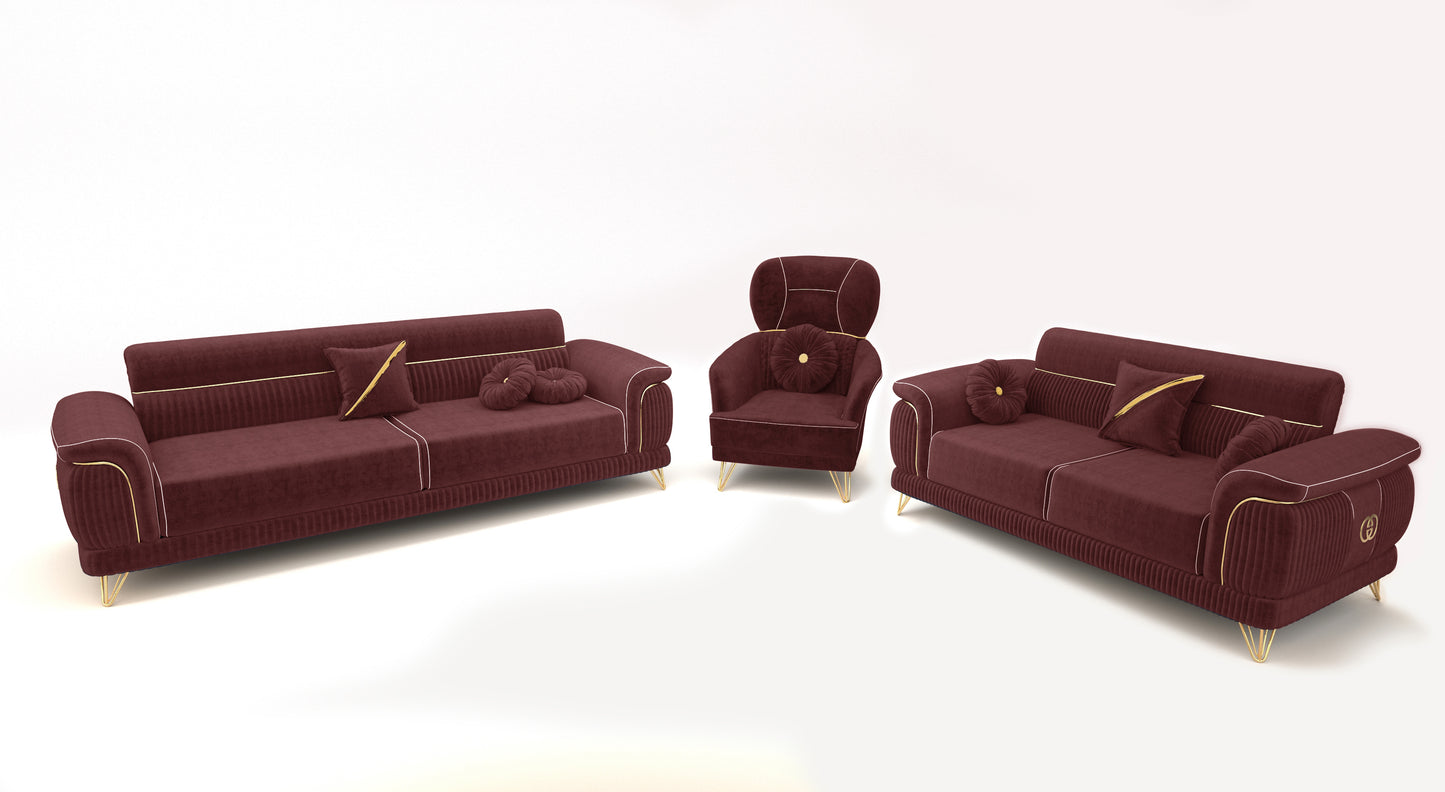 Channel-Sofa-Garnitur 321- 1x3-Sitzer & 1x 2-Sitzer & 1xSessel