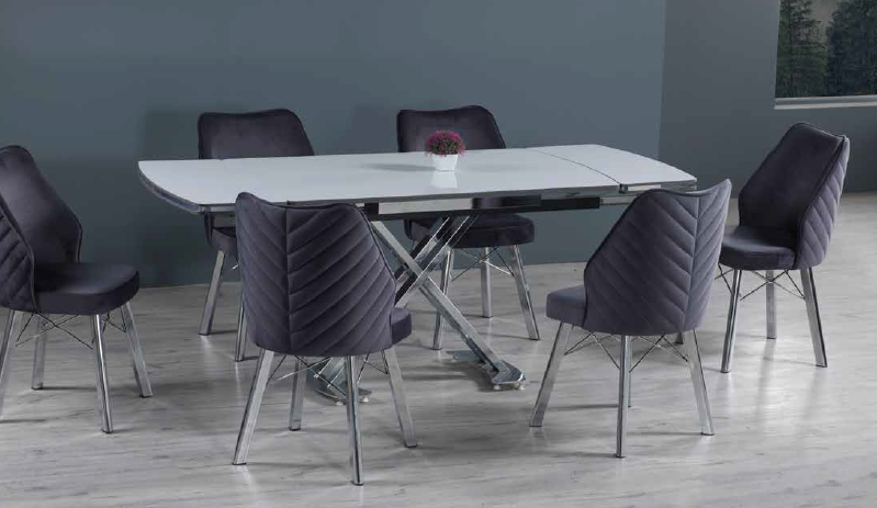 X-Tisch Essgruppe- 1x Tisch & 6 Stühle
