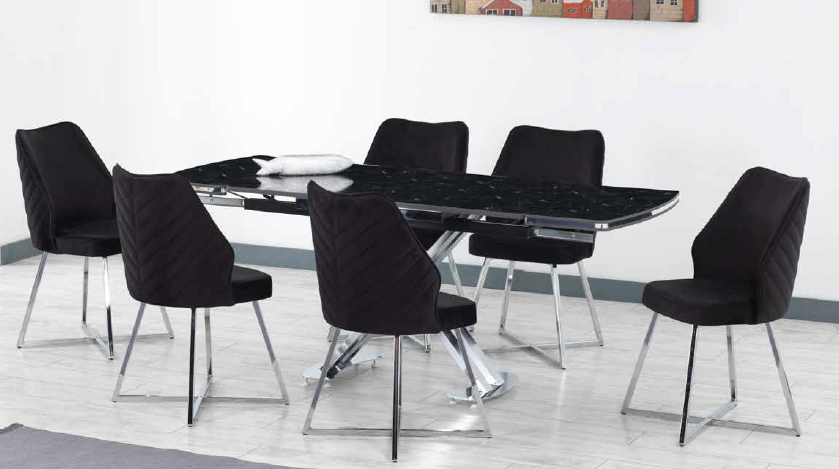 X-Tisch Essgruppe- 1x Tisch & 6 Stühle